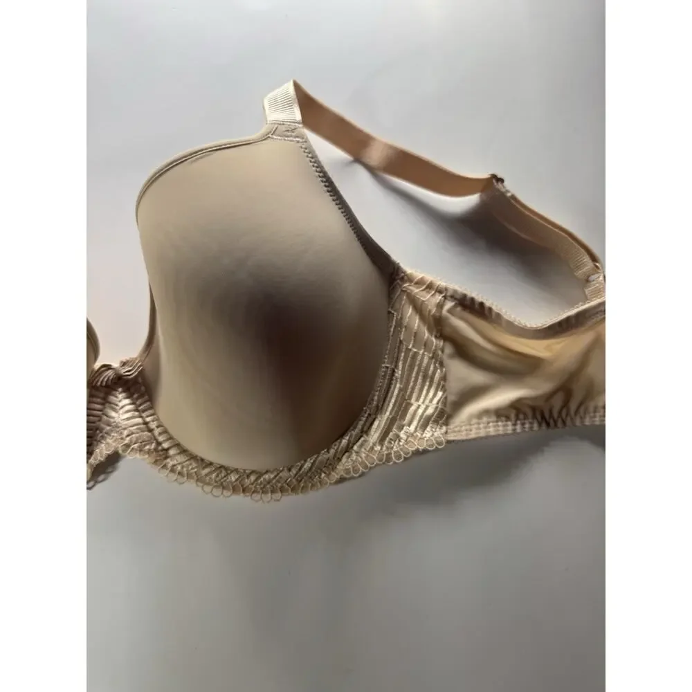 Wacoal Bra 853117 Size 38 DD Beige‎ Full Coverage Underwire Lace Trim Bow 38DDD